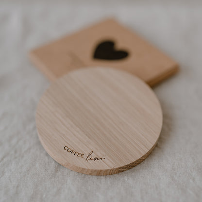 Holzuntersetzer aus Eiche Coffee Lover