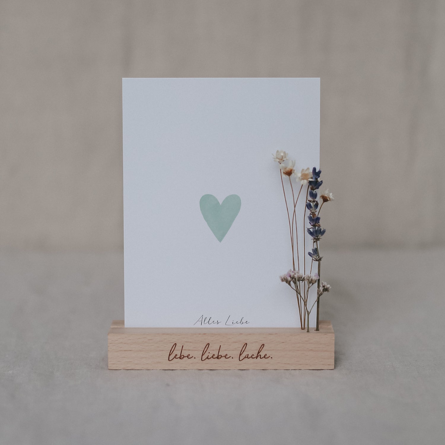 Karten- und Trockenblumenständer Lebe.Liebe.Lache - 12cm
